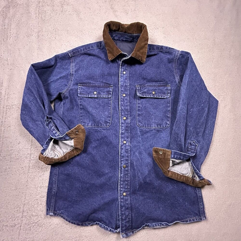 John Galt Brandy Melville Trucker Denim Shirt Jacket XS Corduroy Collar Workwear